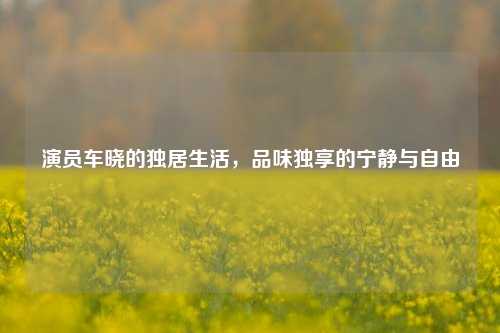 演员车晓的独居生活，品味独享的宁静与自由